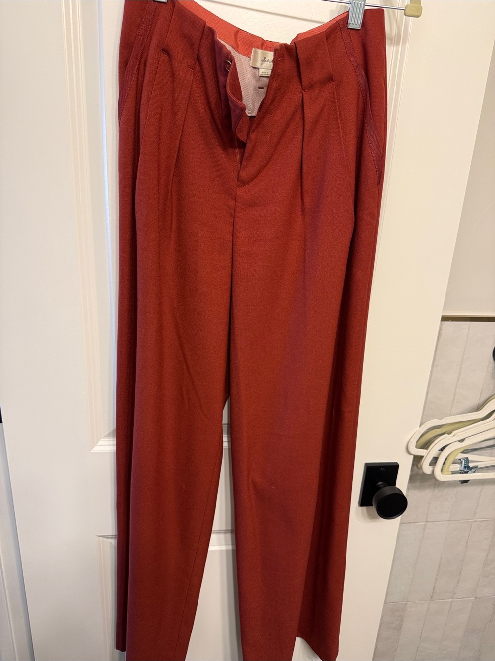 elevenses Rust Red Pleated Mens Dress Pants